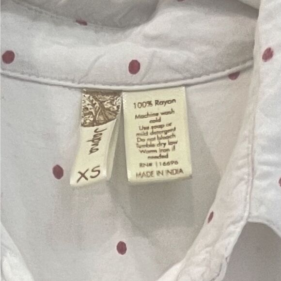 Japna White Polka Dot Button Down Tie Front Collared Tank Top Women’s Size XS - Picture 3 of 4